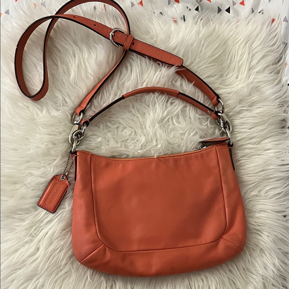 Coach Tangerine Leather Shoulder Bag - Picture 2 of 12